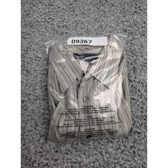 Express Shirt Men Large Gray Striped Normcore Stretch Long Sleeve Preppy Casual - Picture 6 of 6
